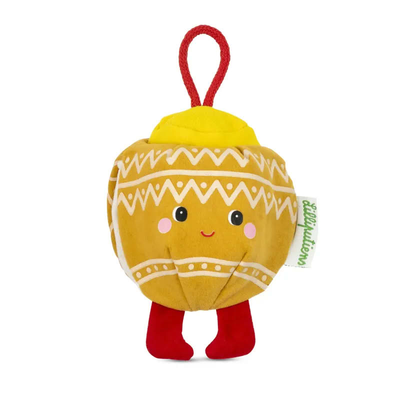 Gioco per bambini a forma di folletto fosforescente reversibile che diventa una pallina di Natale